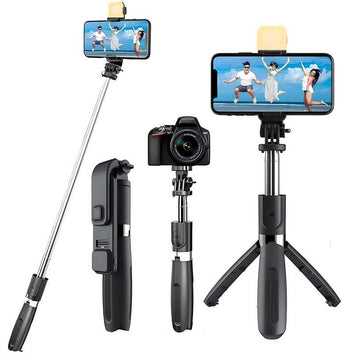 Branded Extendable Flash 3-in-1 Selfie Stick Tripod with Bluetooth Remote