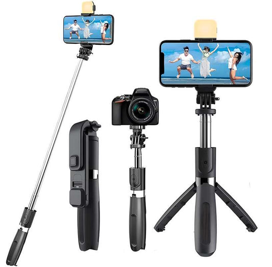 Branded Extendable Flash 3-in-1 Selfie Stick Tripod with Bluetooth Remote