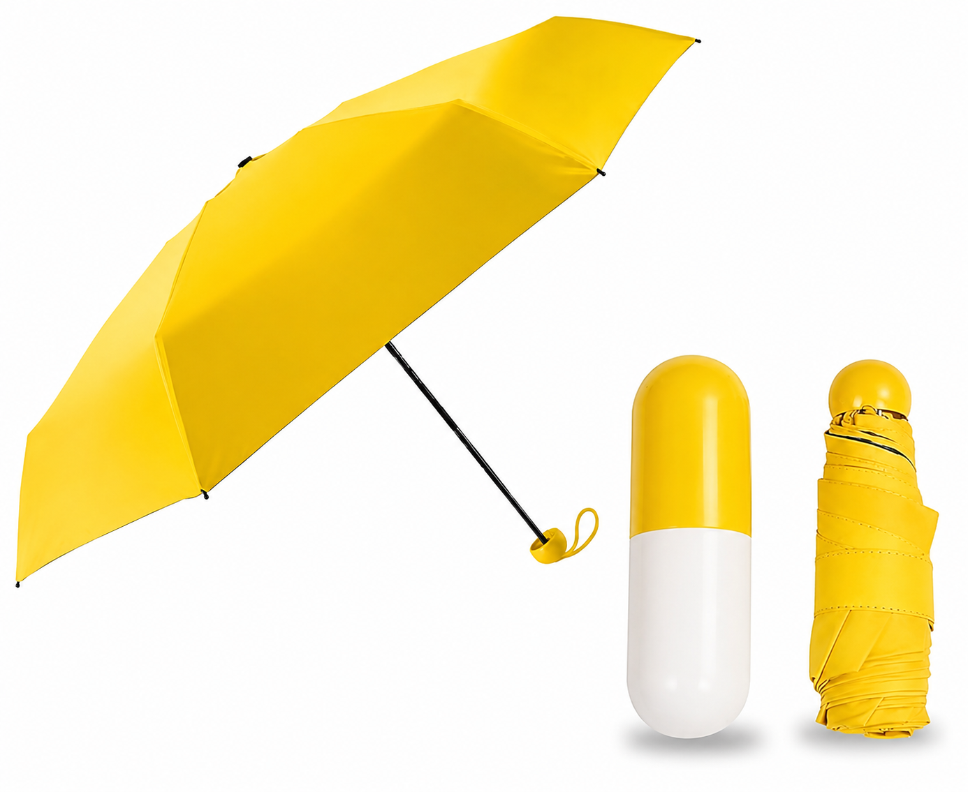 Mini Capsule Shaped Tree Design Parapluie Payung Sombrillas Paraguas Folding Capsule Umbrella Yellow With Logo Prints Capsule